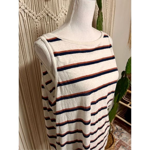 NWOT Madewell Linen Blend Striped Tank Size XL - Picture 2 of 8